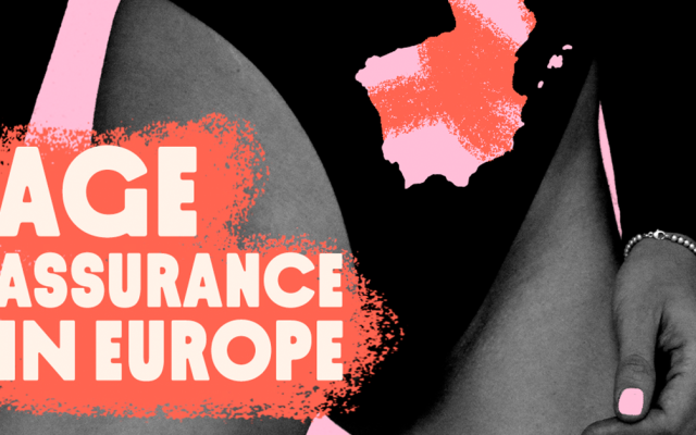 Age Assurance in Europe: Privacy, Rights & What’s Changing” on a clean, minimal background. The design suggests a professional, editorial tone focused on digital policy, privacy, and access to online content.