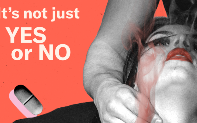 Consent, Substances & Regret: It’s Not Just Yes or No” on a minimal, clean background. The design conveys a reflective and educational tone, focusing on the complexity of consent, shifting states under substances, and emotional nuance in intimate situations.